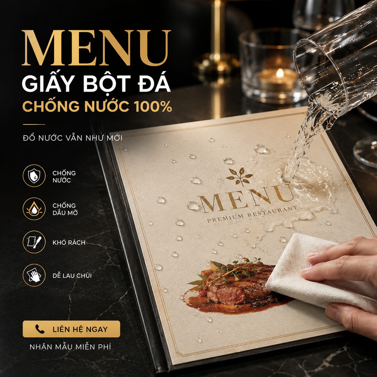 Menu chất liệu giấy bột đ&aacute;
